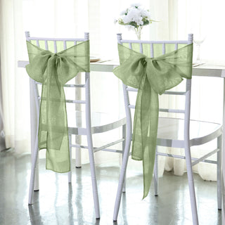 Durable and Reusable Sage Green Jute Faux Burlap Chair Sashes