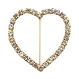 2inch Gold Diamond Heart Metal Chair Sash Bow Pin, Rhinestone Chair Wrap Band Buckle Brooch#whtbkgd