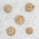 5 Pcs | Assorted Gold Plated Mandala Crystal Rhinestone Brooches | Floral Sash Pin Brooch Bouquet Decor