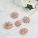 5 Pcs | Assorted Rose Gold Plated Mandala Crystal Rhinestone Brooches | Floral Sash Pin Brooch Bouquet Decor