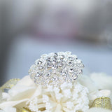 5 Pcs | Assorted Silver Plated Mandala Crystal Rhinestone Brooches | Floral Sash Pin Brooch Bouquet Decor