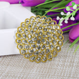 3inch Gold Diamond Metal Flower Chair Sash Bow Pin