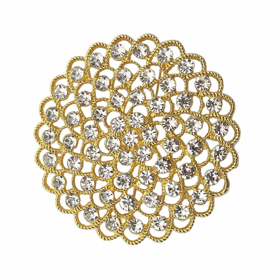 3inch Gold Diamond Metal Flower Chair Sash Bow Pin#whtbkgd