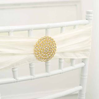 Create a Memorable Event with the 3" Gold Diamond Metal Flower Chair Sash Bow Pin