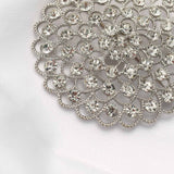 3inch Silver Diamond Metal Flower Chair Sash Bow Pin