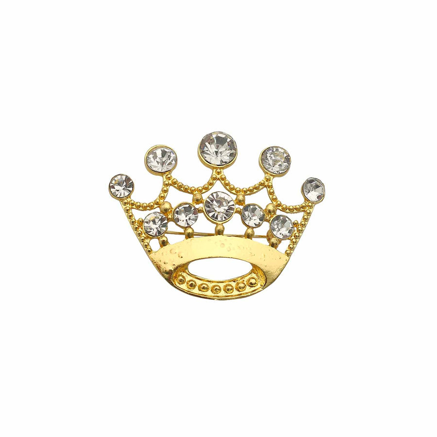 2inch Gold Diamond Metal Crown Sash Bow Pin#whtbkgd