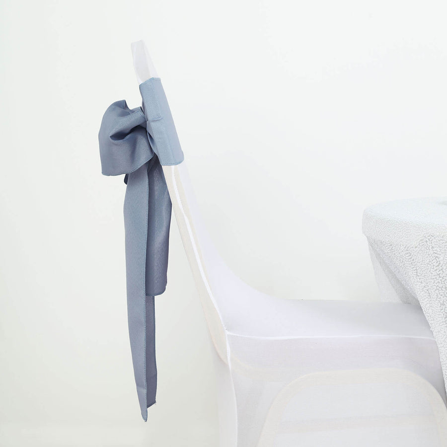 5 PCS | 6x108inch Dusty Blue Polyester Chair Sash