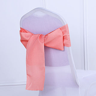 Create a Dreamy Atmosphere with Coral Polyester Chair Sashes