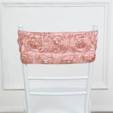 5 Pack | Dusty Rose Satin Rosette Spandex Stretch Chair Sashes | 6x14inch