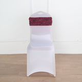 Burgundy Satin Rosette Spandex Stretch Chair Sashes