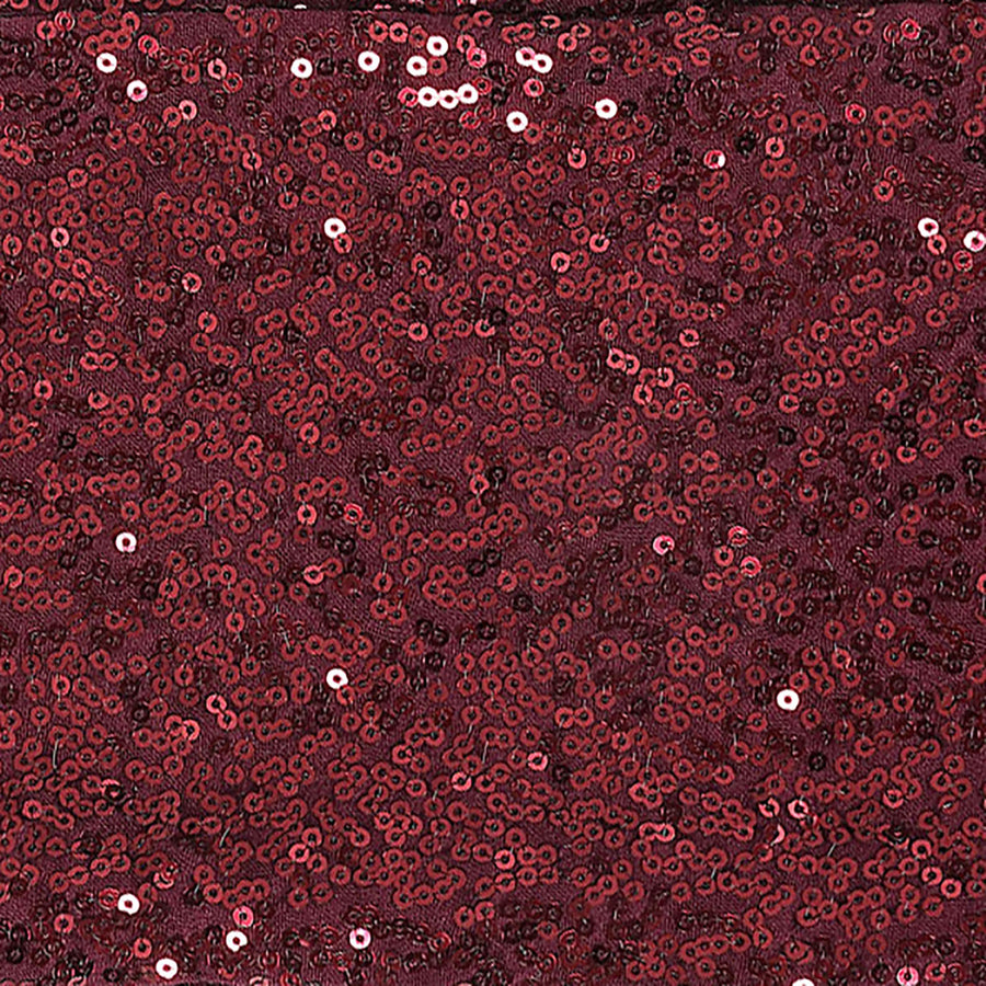 5 Pack | Burgundy 6inch x 15inch Sequin Spandex Chair Sashes, Stretch Fitted Chair Sashes#whtbkgd