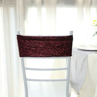 Create Unforgettable Memories with Our Burgundy Sequin Chair Sashes