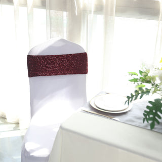 Versatile and Affordable Burgundy Sequin Spandex Chair Sashes