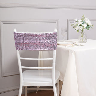 Add a Touch of Elegance with Lavender Lilac Sequin Spandex Chair Sashes