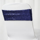 5 pack | 6x15 Navy Blue Sequin Spandex Chair Sash