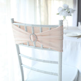 Blush/Rose Gold Spandex Stretch Fitted Chair Sashes with Silver Diamond Ring Slide Buckle