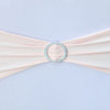 Blush/Rose Gold Spandex Stretch Fitted Chair Sashes with Silver Diamond Ring Slide Buckle#whtbkgd