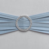 5 pack | 5Inchx14Inch Dusty Blue Spandex Stretch Chair Sash with Silver Diamond Ring Slide Buckle#whtbkgd