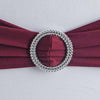 5 pack | 5"x14" Burgundy Spandex Stretch Chair Sash with Silver Diamond Ring Slide Buckle#whtbkgd