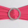 5 pack | 5"x14" Fuchsia Spandex Stretch Chair Sash with Silver Diamond Ring Slide Buckle#whtbkgd
