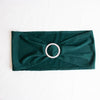 5 Pack | Hunter Emerald Green Spandex Stretch Chair Sashes with Silver Diamond Ring Slide