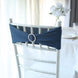 5 pack | 5"x14" Navy Blue Spandex Stretch Chair Sash with Silver Diamond Ring Slide Buckle