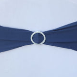 5 pack | 5"x14" Navy Blue Spandex Stretch Chair Sash with Silver Diamond Ring Slide Buckle#whtbkgd