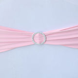 5 pack | 5"x14" Pink Spandex Stretch Chair Sash with Silver Diamond Ring Slide Buckle#whtbkgd