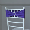 5 pack | 5"x14" Purple Spandex Stretch Chair Sash with Silver Diamond Ring Slide Buckle