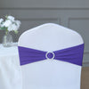5 pack | 5"x14" Purple Spandex Stretch Chair Sash with Silver Diamond Ring Slide Buckle