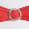 5 pack | 5"x14" Red Spandex Stretch Chair Sash with Silver Diamond Ring Slide Buckle#whtbkgd