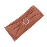 5 Pack Terracotta (Rust) Spandex Stretch Chair Sashes with Silver Diamond Ring
