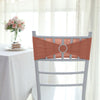 5 Pack | Terracotta Spandex Stretch Chair Sashes with Silver Diamond Ring Slide Buckle