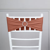 5 Pack Terracotta (Rust) Spandex Stretch Chair Sashes with Silver Diamond Ring