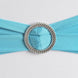 5 pack | 5"x14" Turquoise Spandex Stretch Chair Sash with Silver Diamond Ring Slide Buckle#whtbkgd