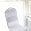 5 pack | 5"x14" White Spandex Stretch Chair Sash with Silver Diamond Ring Slide Buckle