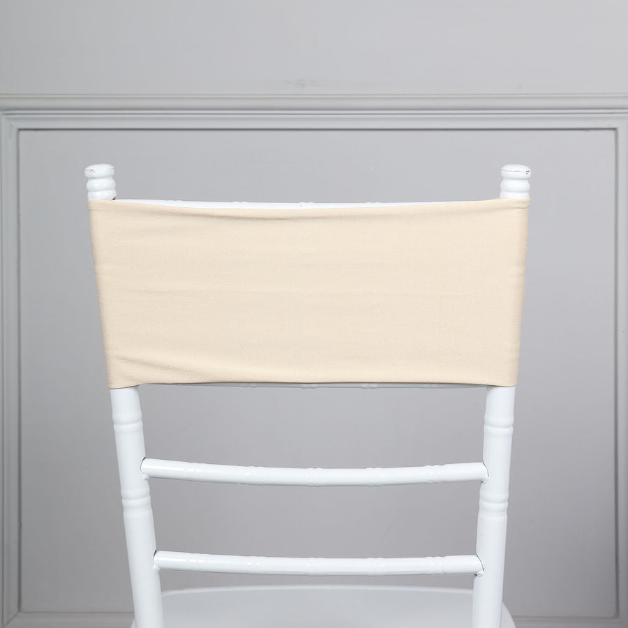 5 Pack | Beige Spandex Stretch Chair Sashes | 5x12inch