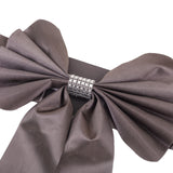 5 Pack | Charcoal Gray | Reversible Chair Sashes with Buckle | Double Sided Pre-tied Bow Tie Chair Bands | Satin & Faux Leather#whtbkgd