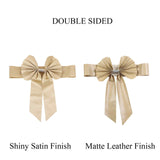 5 Pack | Champagne | Reversible Chair Sashes with Buckle | Double Sided Pre-tied Bow Tie Chair Bands | Satin & Faux Leather