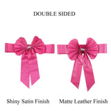 5 Pack | Fuchsia | Reversible Chair Sashes with Buckle | Double Sided Pre-tied Bow Tie Chair Bands | Satin & Faux Leather