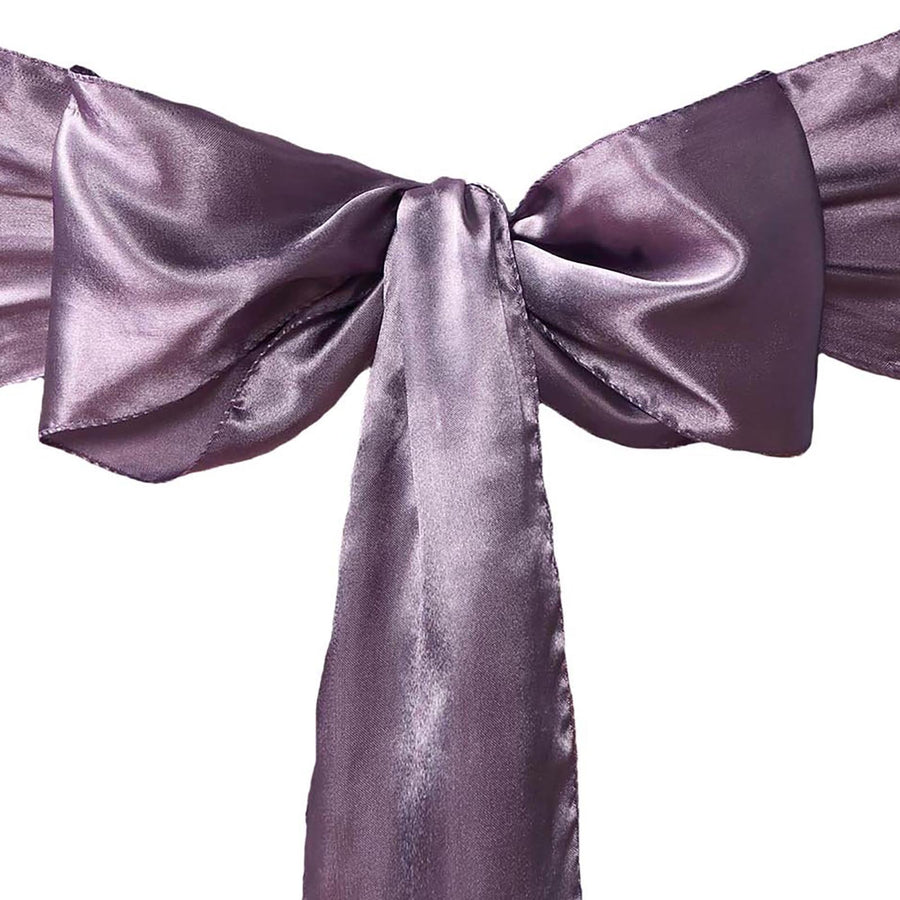 5 pack | 6 inch x 106 inch Amethyst Satin Chair Sashes#whtbkgd