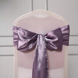 Add a Touch of Elegance with Violet Amethyst Satin Chair Sashes