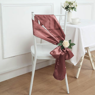 Add Elegance to Your Event with Cinnamon Rose Satin Chair Sashes