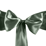 5 Pack | Eucalyptus Sage Green Satin Chair Sashes - 6inch x 106inch#whtbkgd