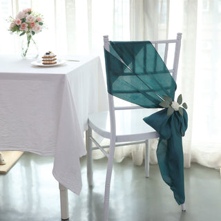 Create a Striking Look with Peacock Teal Satin Chair Sashes