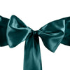 5 Pack | Peacock Teal Satin Chair Sashes - 6x106inch#whtbkgd
