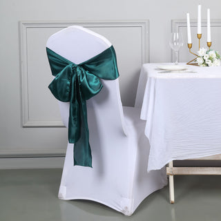 Add Elegance to Your Event with Peacock Teal Satin Chair Sashes