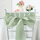 5 pack - 6inch x 106inch Sage Green Satin Chair Sashes