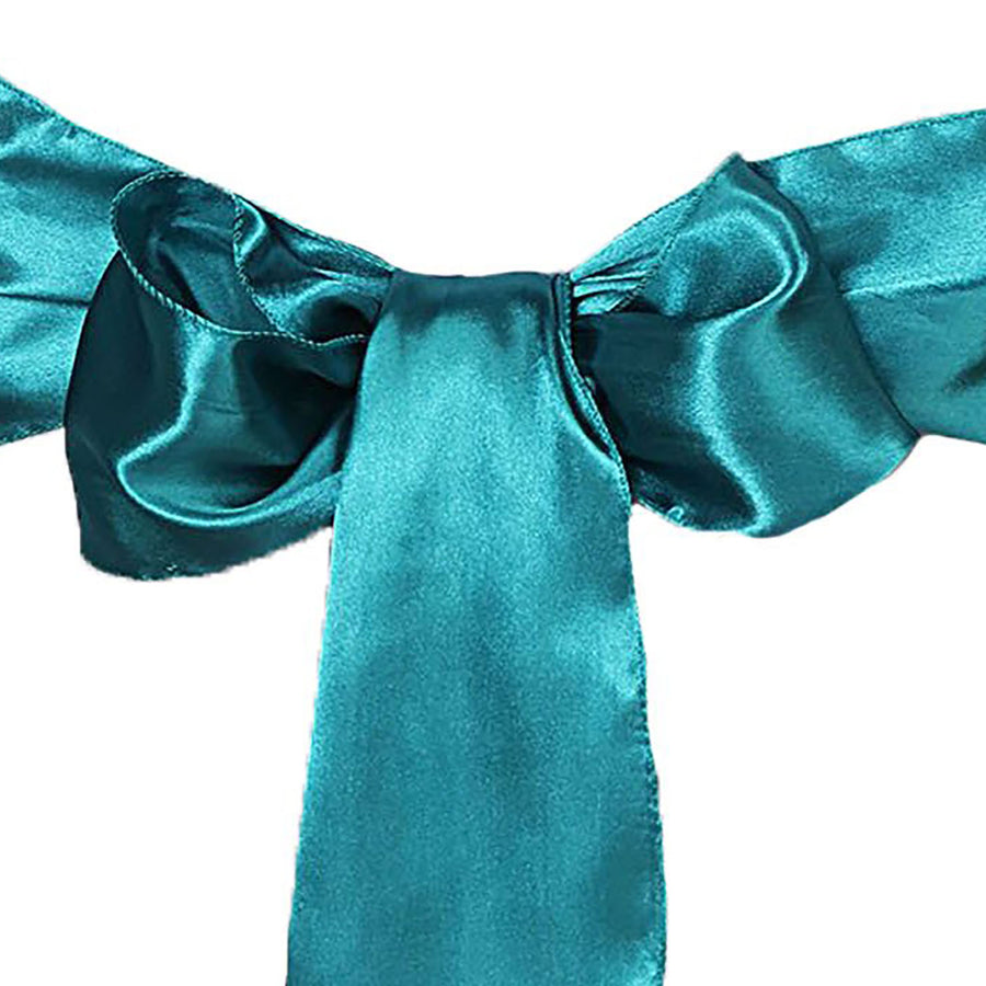 5 Pack | Teal Satin Chair Sashes | 6x106inch#whtbkgd