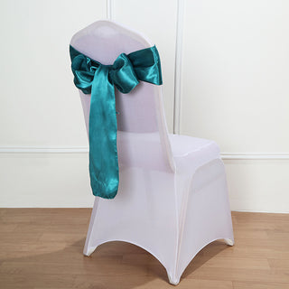 Elevate Your Event with Teal Satin Chair Sashes